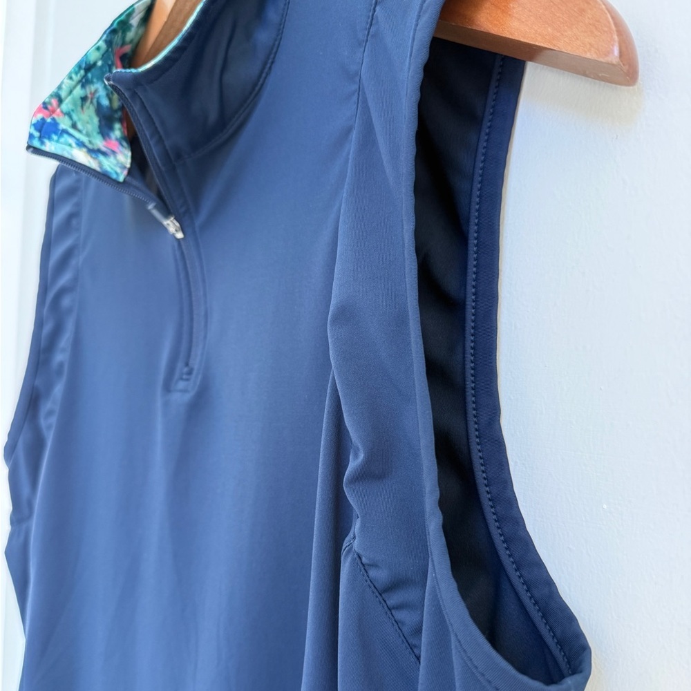 Lady Hagen Navy Sleeveless 1/4 Zip Golf Polo - Picture 2 of 5